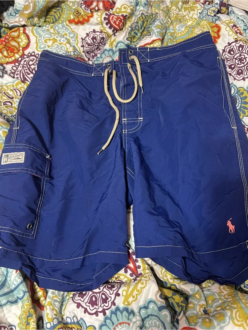 Polo by Ralph Lauren Blue Men's Swim Board Shorts with Cargo Pocket